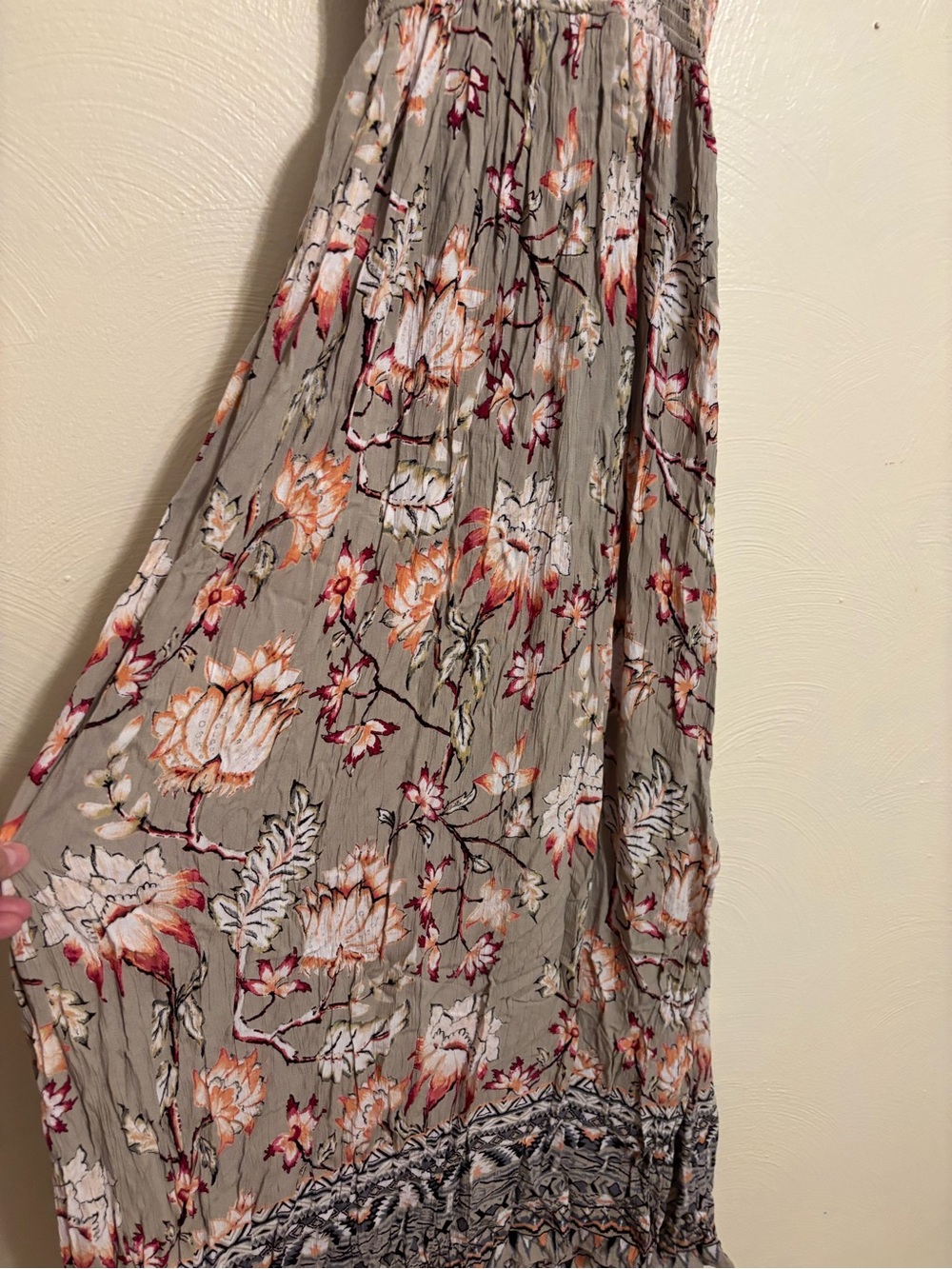 Angie Boho Floral Maxi Dress M Smocked Back Sleeveless Rayon Festival - Picture 7 of 8